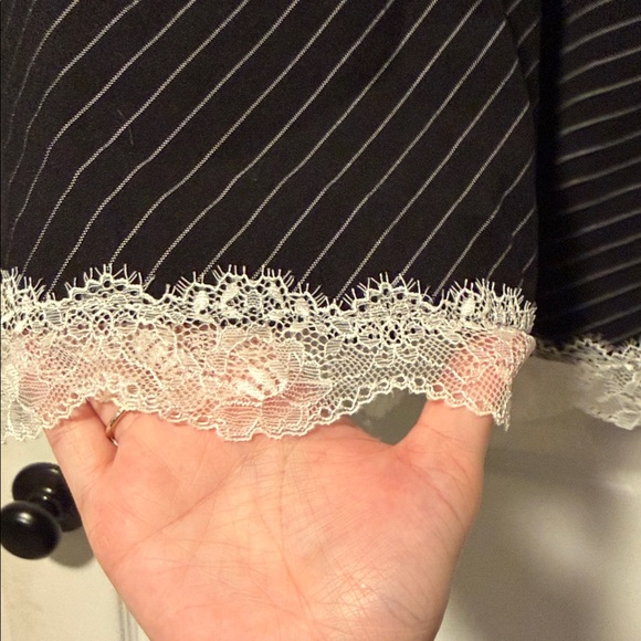 Superdown Black and White Pinstripe Lace Slip - Picture 4 of 5